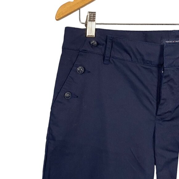 Tommy Hilfiger Navy Blue Nautical Cotton Blend Trousers Size 6 - Picture 3 of 7